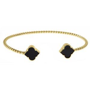 Baby Spade Gold Plated Black Enamel Bracelet